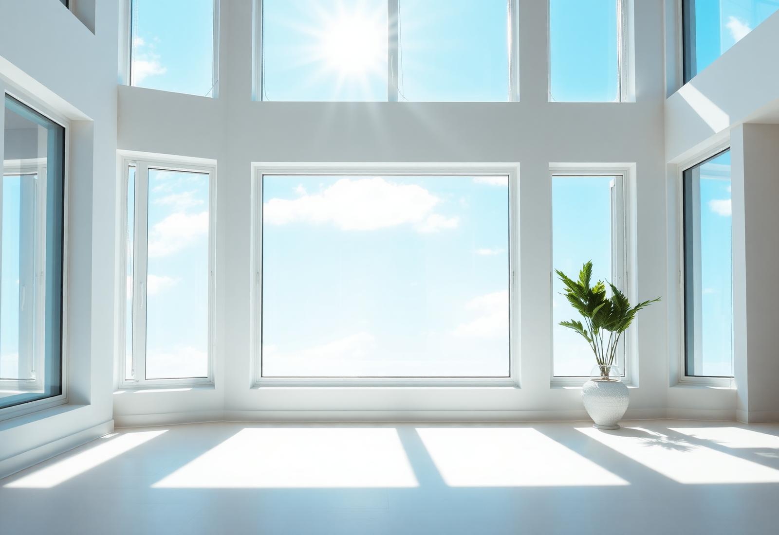 Bright sunlit room with sparkling clean windows